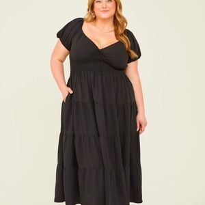 ARULA Black Tiered Maxi Dress NWT